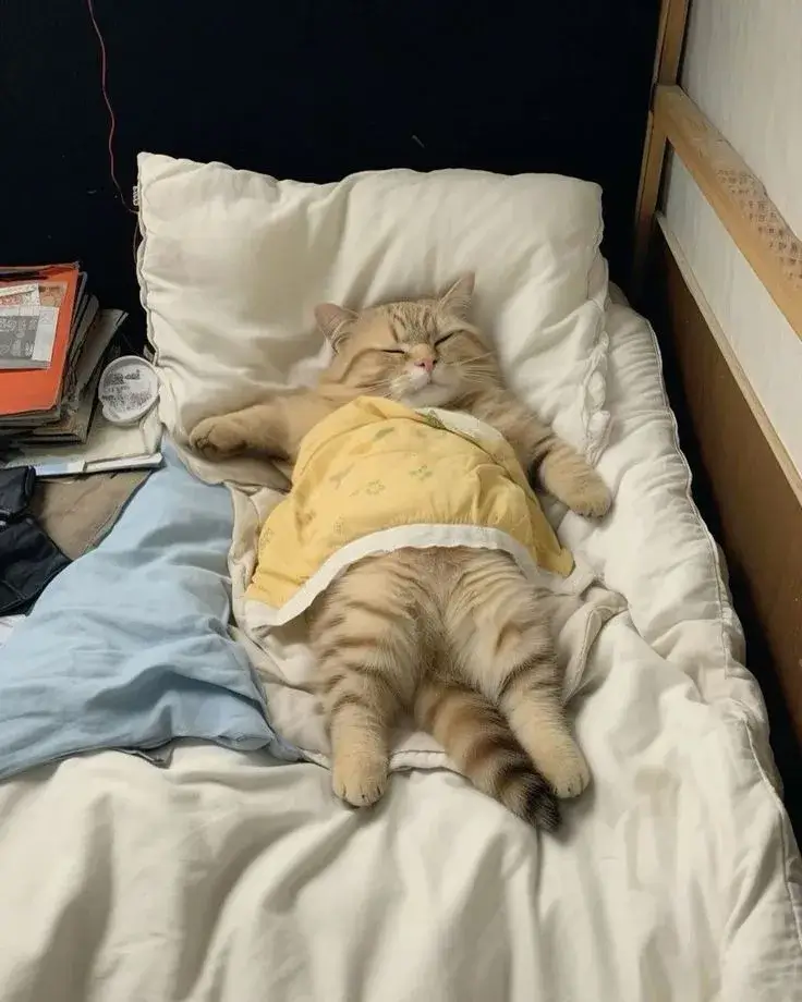 Biểu cảm mèo díp mắt, gương mặt cực kỳ uể oải.