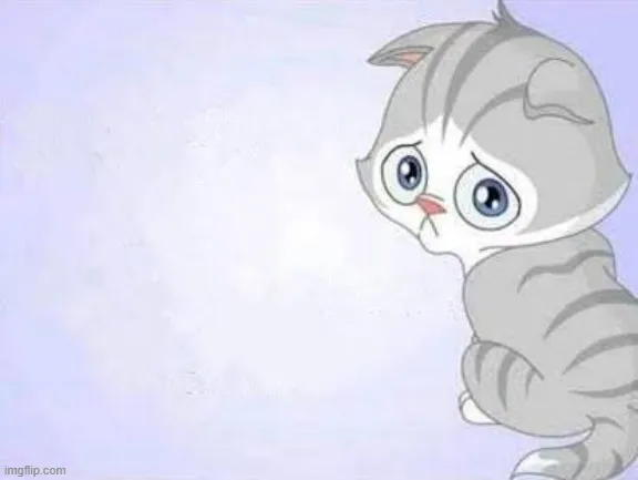 Ánh mắt mèo hoạt hình ngậm ngùi môi mím nỗi niềm