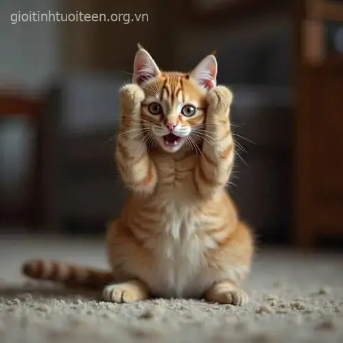 Biểu cảm mèo ôm đầu giật mình hoảng loạn cực hài hước.