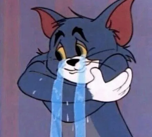 Meme Tom khóc bi thương như vừa trải qua thất tình.