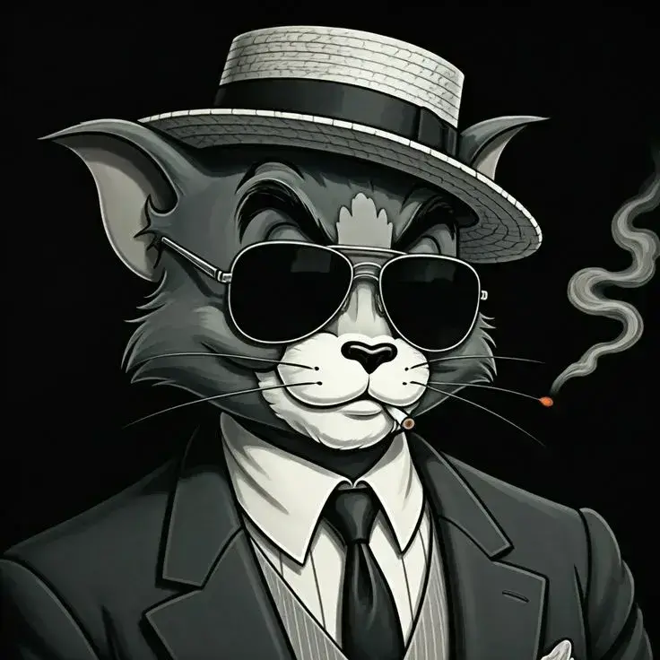 Meme mèo Tom trong bộ vest toát ra vẻ lịch lãm.