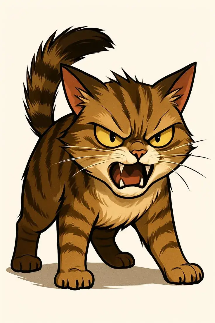 Hình mèo cáu gắt, nhăn mặt khó chịu nhưng vẫn đáng yêu