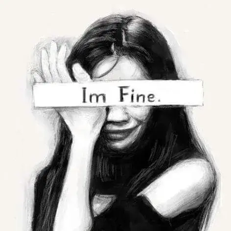 Hình chế đôi môi cười, ánh mắt đầy bi thương.