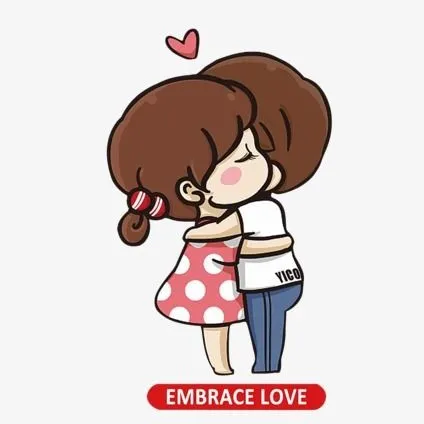 Hình chế đôi trẻ ôm nhau ngọt ngào lãng mạn