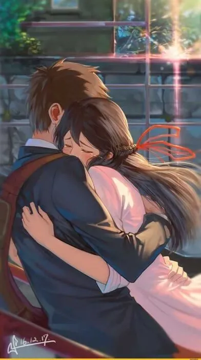 Ảnh vui ôm người yêu đầy ngọt ngào và hạnh phúc