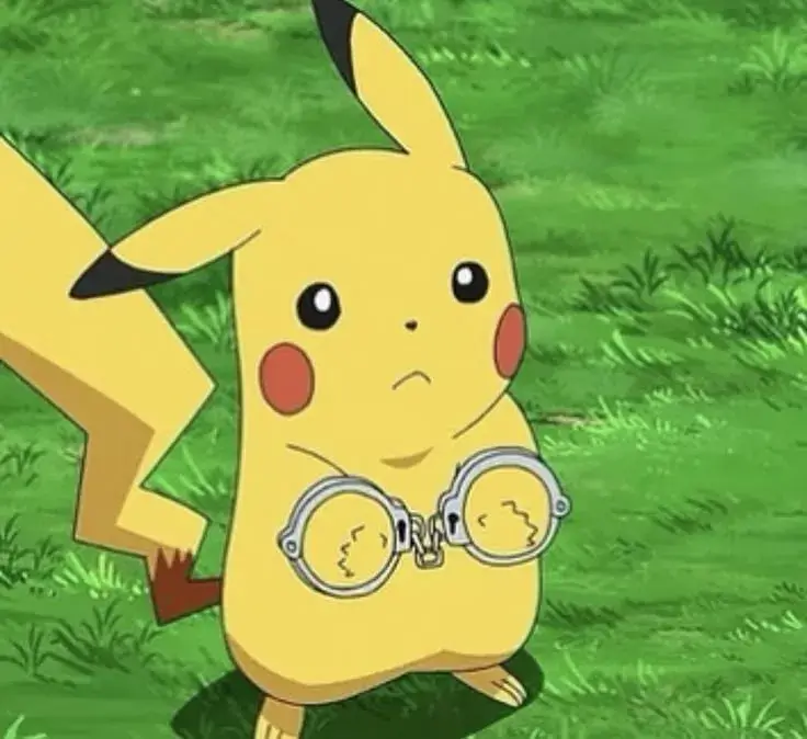 Meme chuột vàng Pikachu bị còng tay