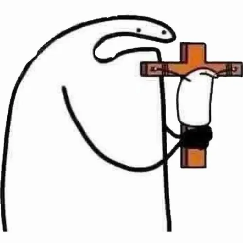 Meme người que sợ hãi cầm thánh giá