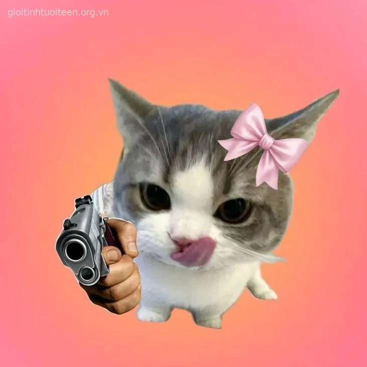 Meme troll súng cầm tay và ánh nhìn dữ