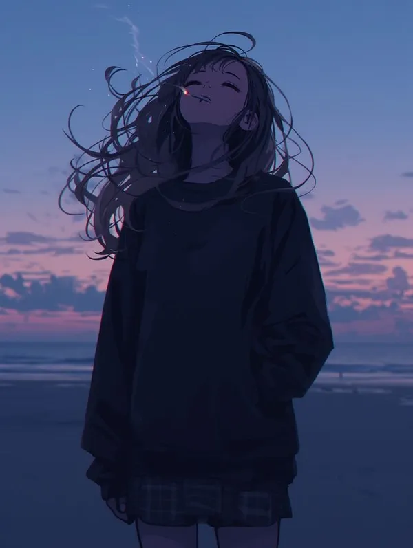 Hình profile cô đơn, ánh nhìn xa