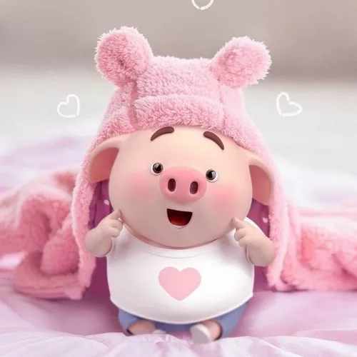 Hình troll heo chibi hồng nhắm mắt tận hưởng cuộc đời