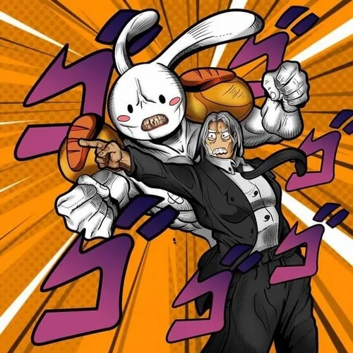 Poster thỏ bảy màu phong cách giang hồ