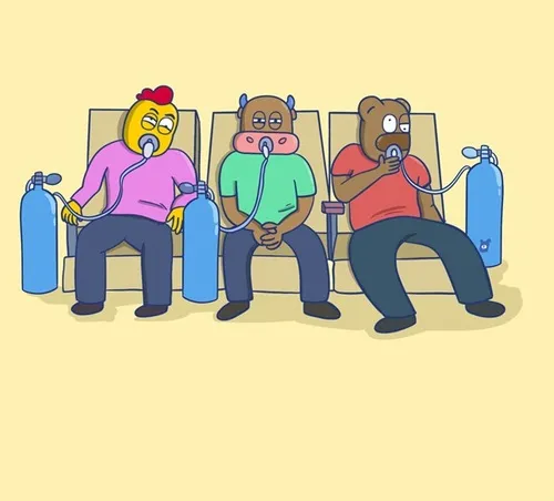 Hình chế vui thở oxy, cảm giác như hấp hối