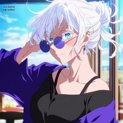 Ảnh hiển thị anime cô gái lạnh, ánh bạc nhẹ