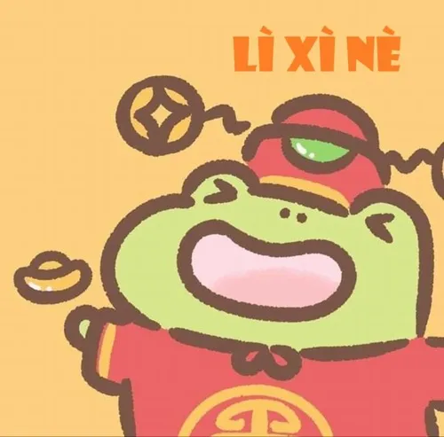 Hình troll xin lì xì ba mẹ trong ánh mắt khẩn cầu