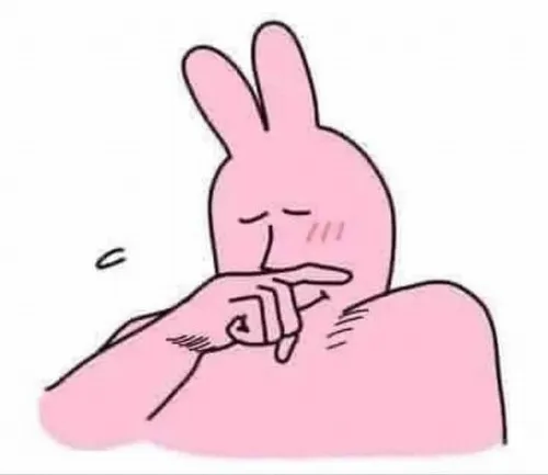 Hình chế thỏ hồng với gương mặt ngại ngùng e thẹn