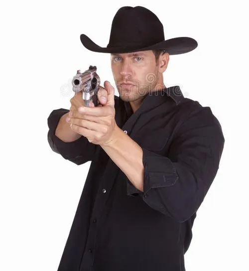 Meme troll súng revolver với ánh nhìn sắc lẹm