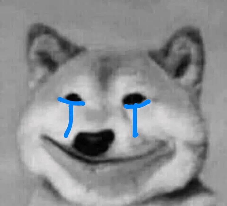 Meme chó gượng cười nhưng trong lòng tan nát