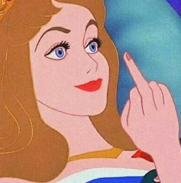 Meme Bạch Tuyết đưa ngón giữa thể hiện sự bất mãn