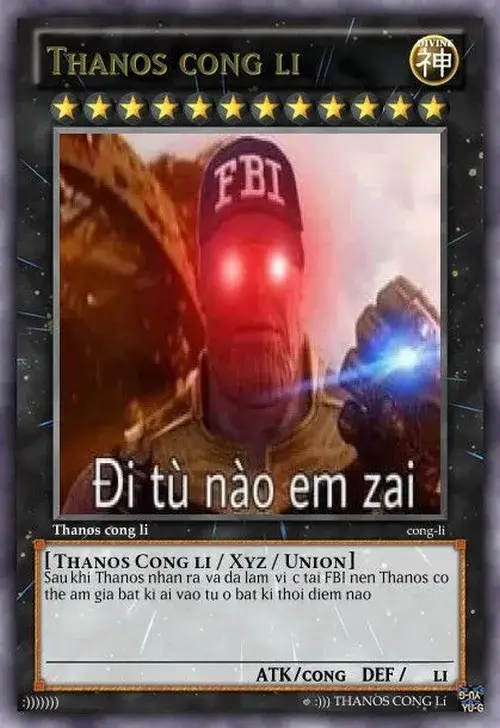 Meme chế lá bài Thanos công lý cực mặn