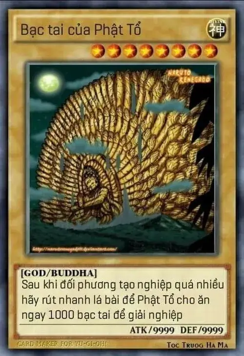 Meme chế thẻ bài Phật Thủ Quang Âm hài hước