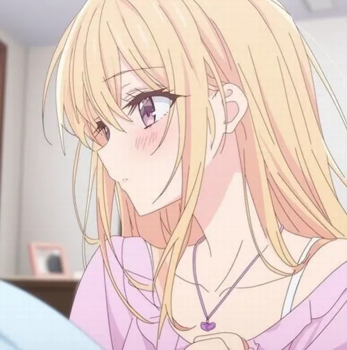 Ảnh hiển thị anime nữ cute giữa nền đơn sắc baby pink mềm