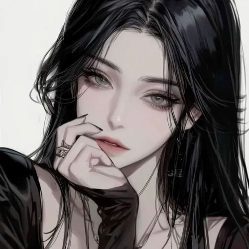 Ảnh cá nhân anime nữ biểu cảm vô cảm, môi khẽ mím