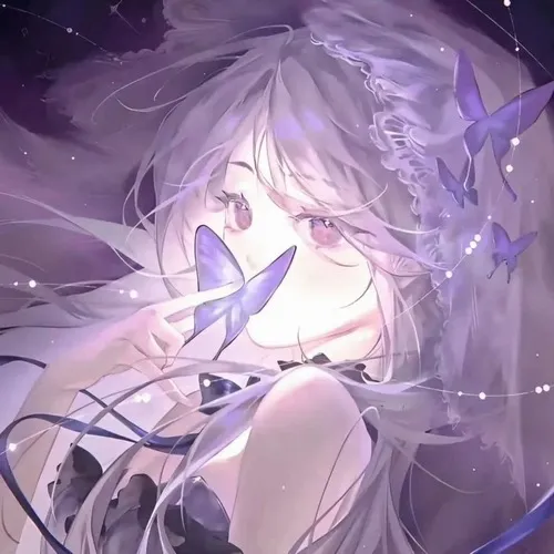 Ảnh đại diện anime nữ tông màu xám tím mờ ảo