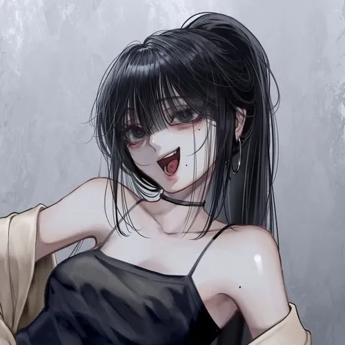 Hình đại diện anime nữ lạnh, tông đen bạc tối giản