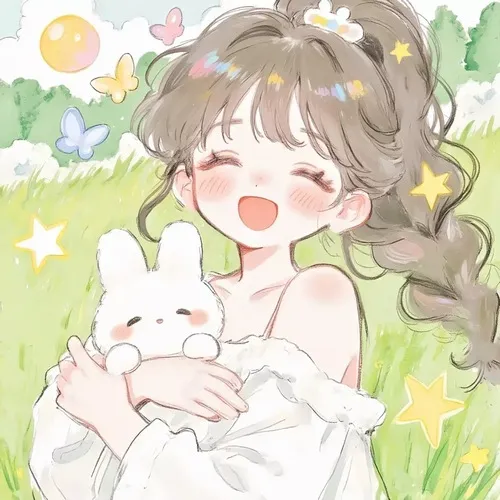 Ảnh cá nhân anime nữ cute trên nền hồng nhạt dịu nhẹ