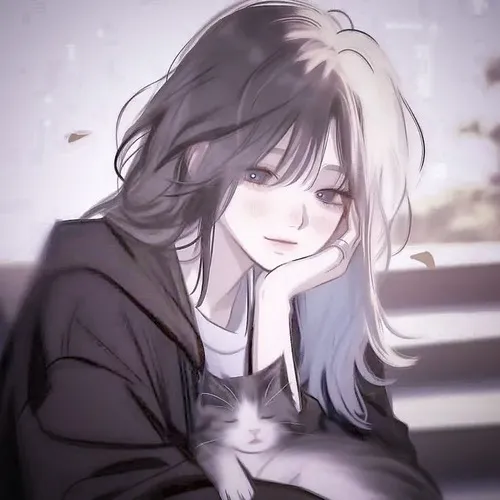 Avatar Instagram anime nữ cute phối nền đơn sắc pastel bloom