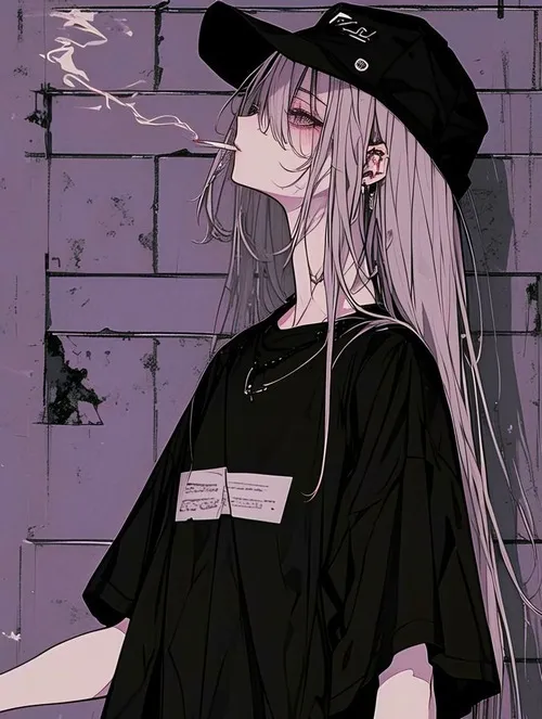 Ảnh cá nhân anime mỹ nhân hút thuốc trầm, thần thái cao