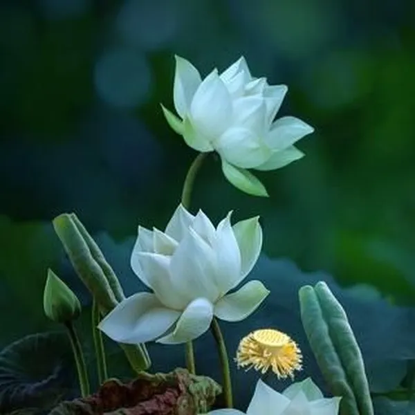 Hình profile hoa sen trắng nền xám nhạt