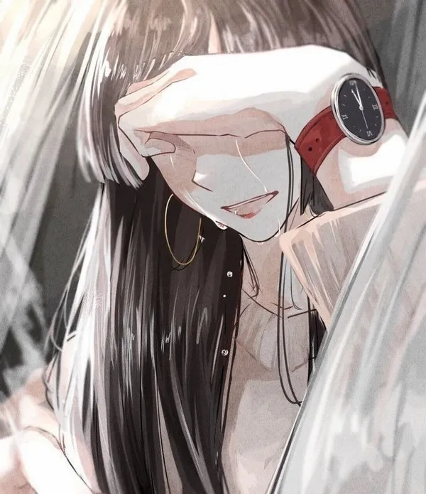 Ảnh cá nhân thiếu nữ cô đơn, ánh sáng lam vẽ như nhân vật anime buồn