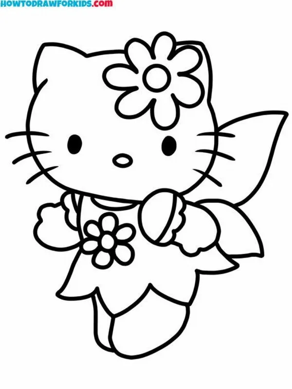 Hình tô màu Kitty đeo kính râm sành điệu cho trẻ