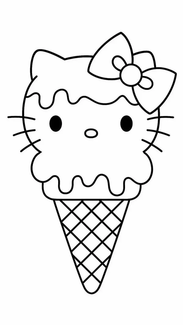 Tờ giấy tô màu Hello Kitty đi dạo công viên