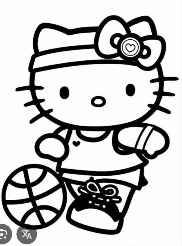 Hình tô màu mèo trắng nơ đỏ chơi đàn piano