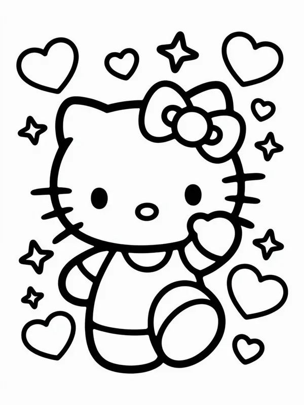 Trang tô màu Hello Kitty vẽ tranh bằng bút màu