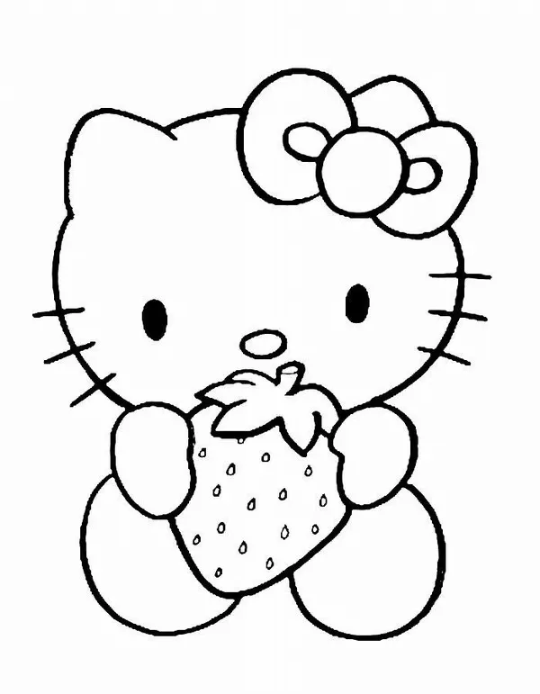 Tranh tô màu Hello Kitty ngồi trên mây trắng