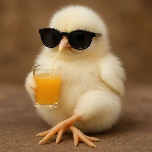 Meme chế gà tức giận phồng mang nhìn camera