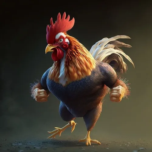 Hình chế gà tức điên vì không gáy được