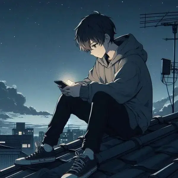 Hình anime nam lạnh lẽo đứng giữa mưa