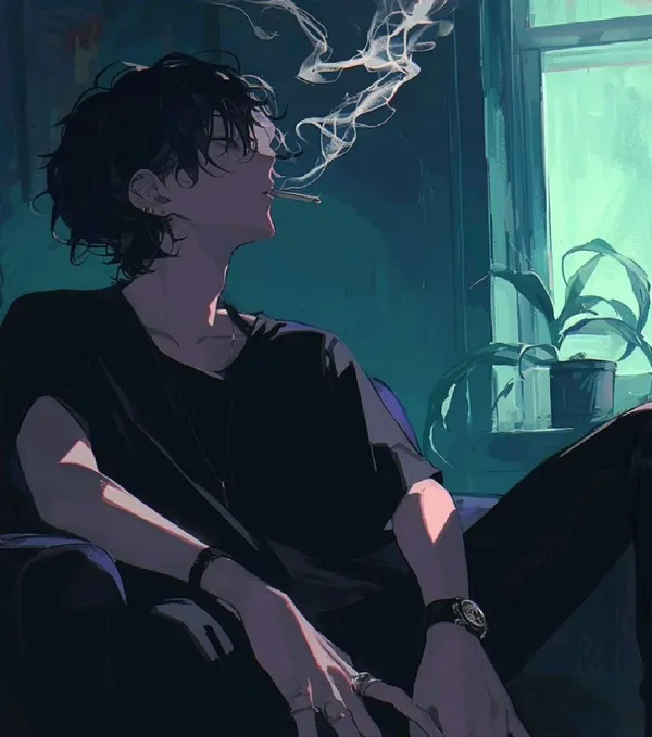 Hình anime buồn nam khóc khẽ giữa đêm