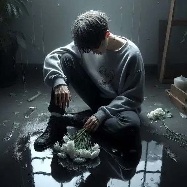 Avatar anime buồn ánh tím phủ đôi mắt