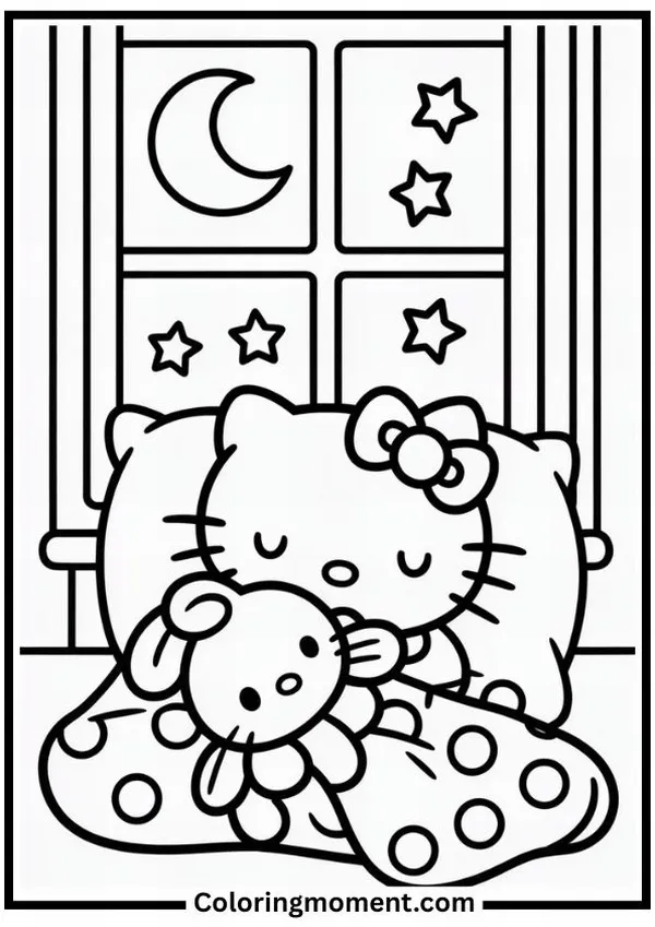 Hình tô Kitty chơi với Cinnamoroll cực đáng yêu