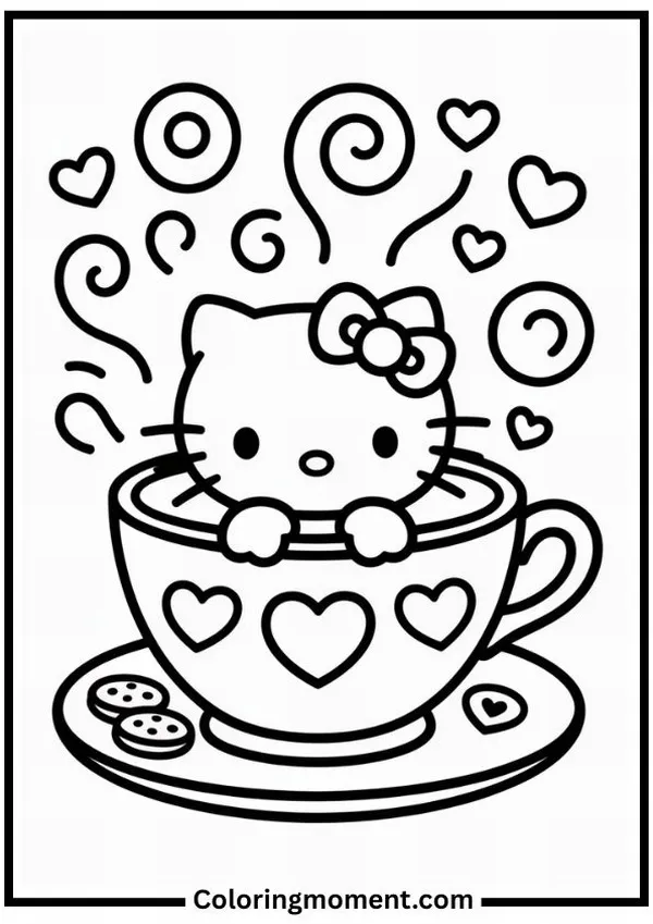 Trang tô Kitty đang làm bánh trong bếp nhỏ