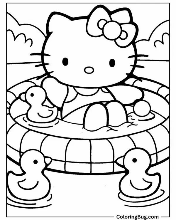 Hình tô Kitty ngồi đọc sách bên cửa sổ