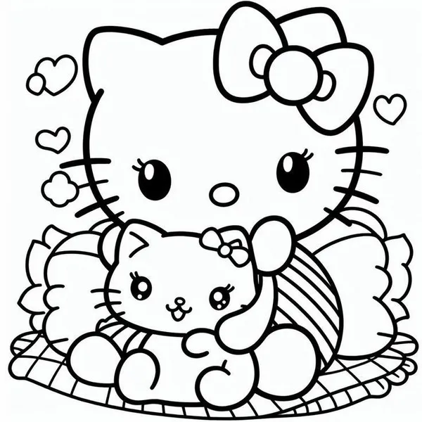 Trang tô Hello Kitty và Mimmy cùng ăn bánh kem