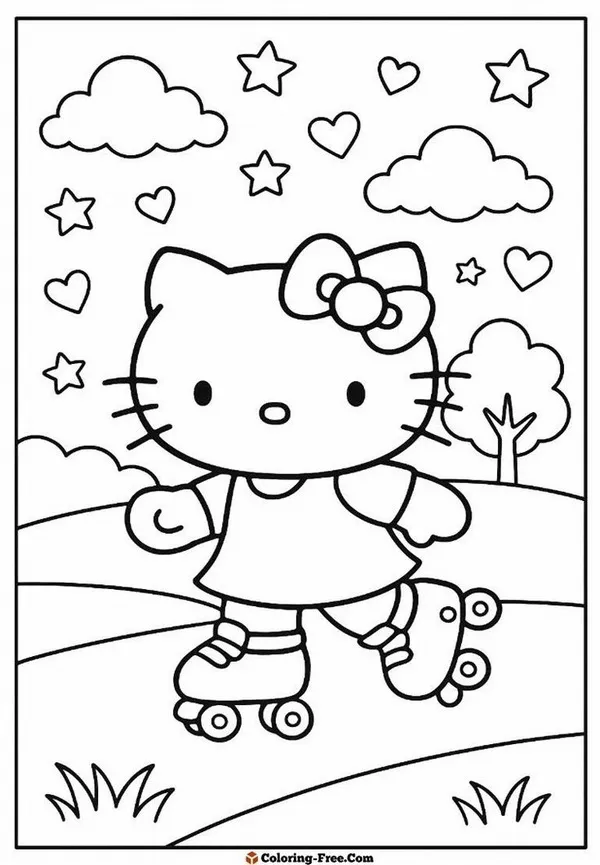 Trang tô màu Kitty đi picnic cùng Kuromi