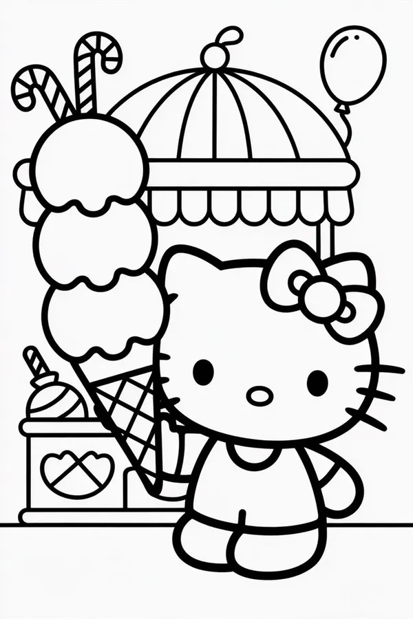 Hình tô Kitty váy xanh và nơ đỏ nổi bật