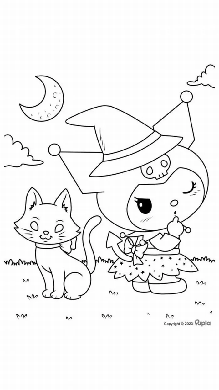 Hoạt động tô Kuromi giúp bé nhận biết sự tương phản của màu.